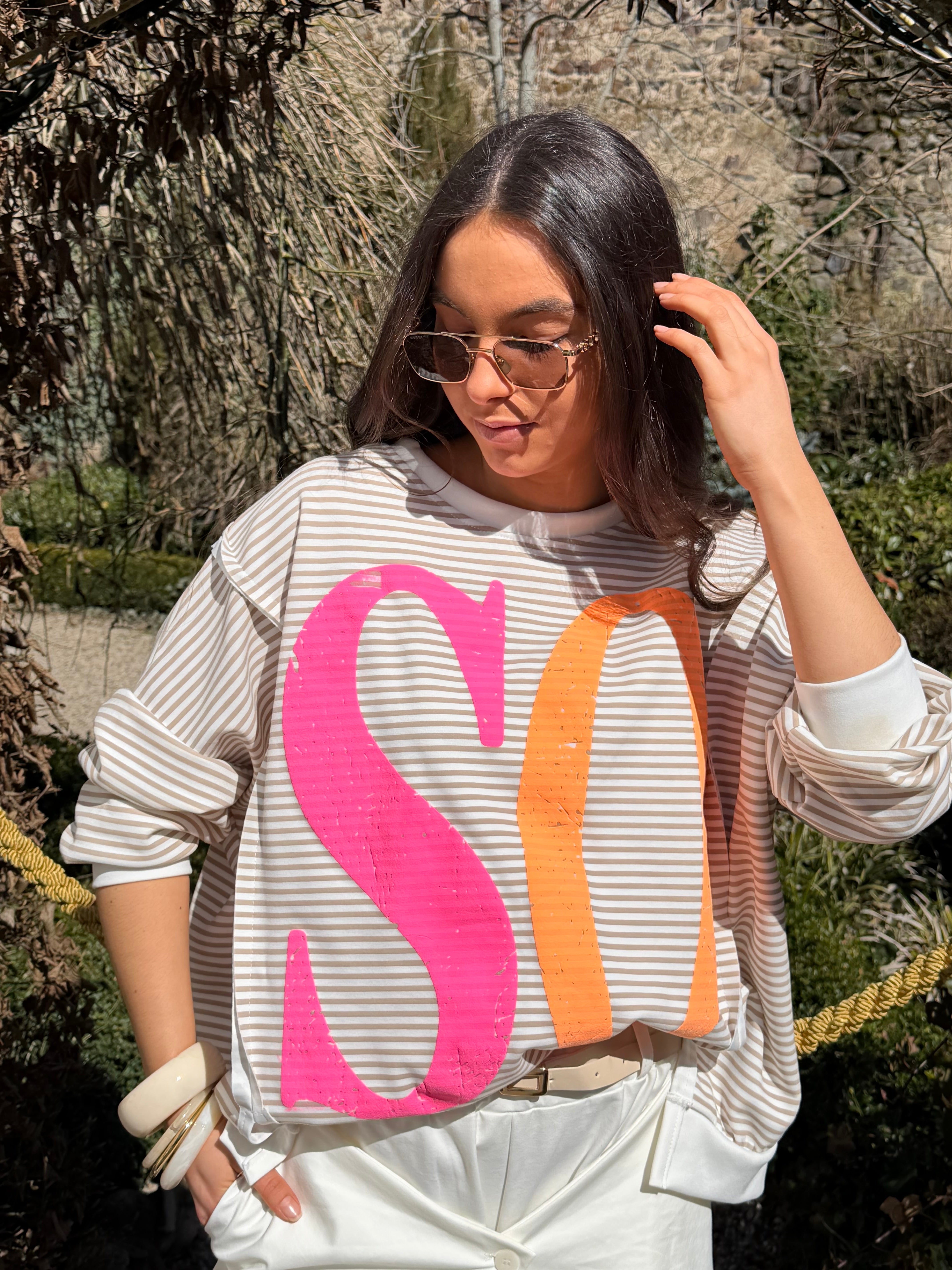 Sweat | MELIORA | Beige et Blanc casse