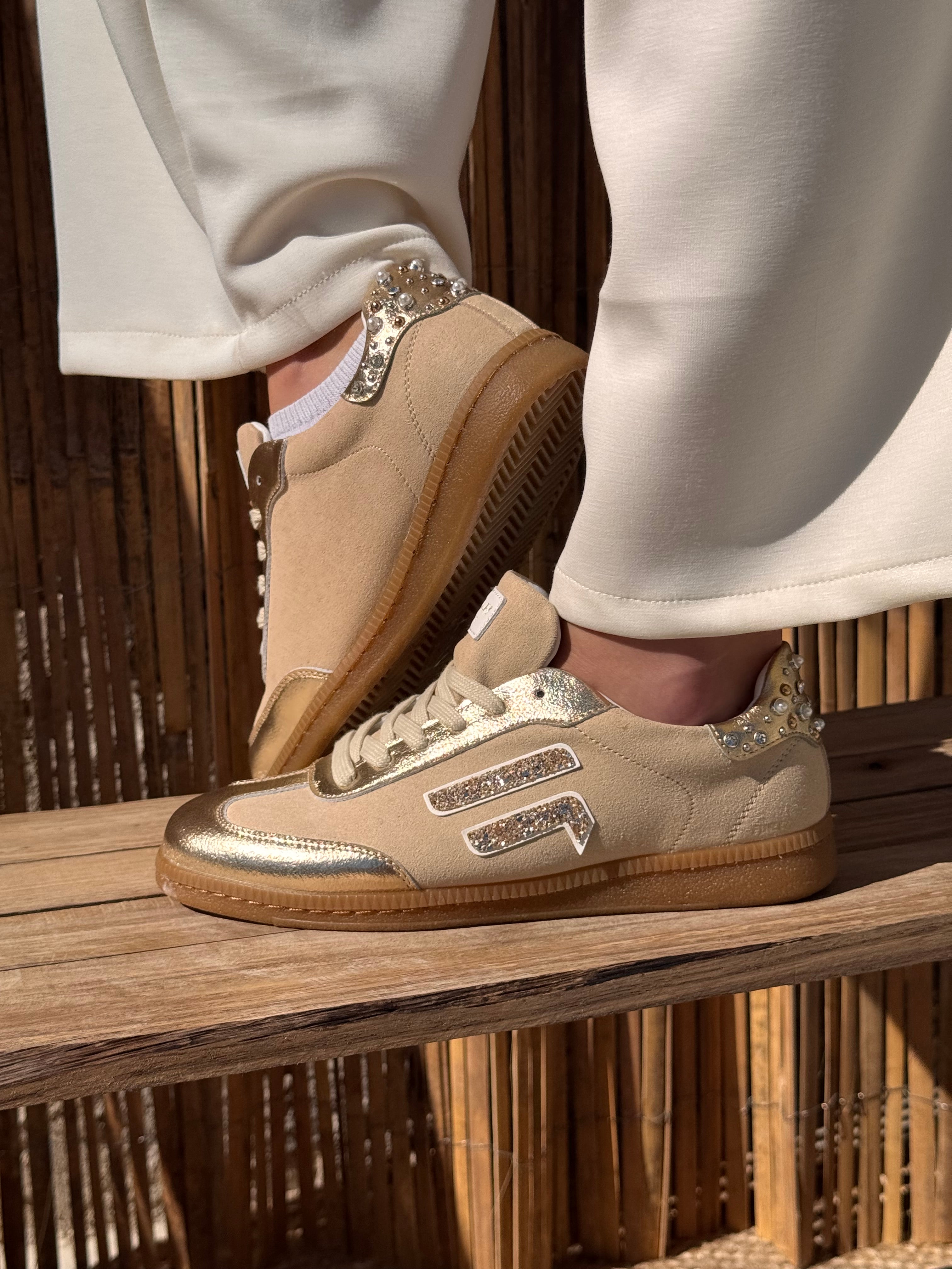 Baskets | CAMILIA | Beige Et Doré