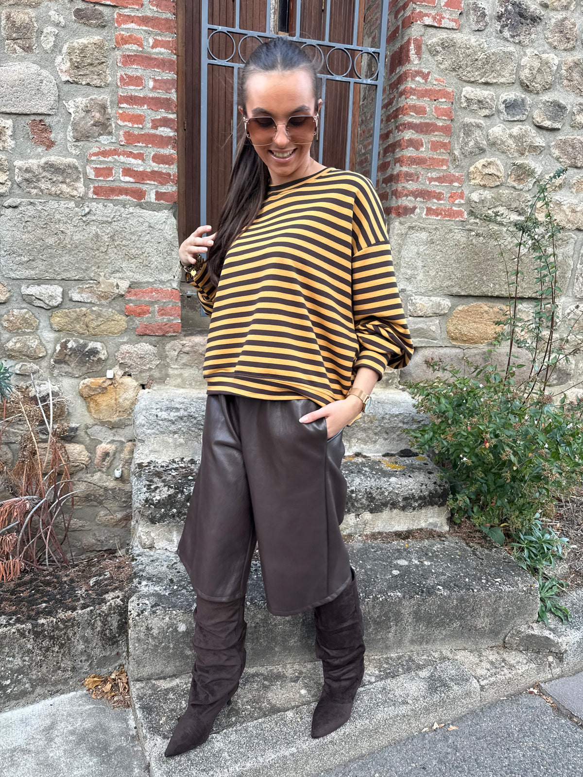 T-shirt | MOKA | Jaune et Marron