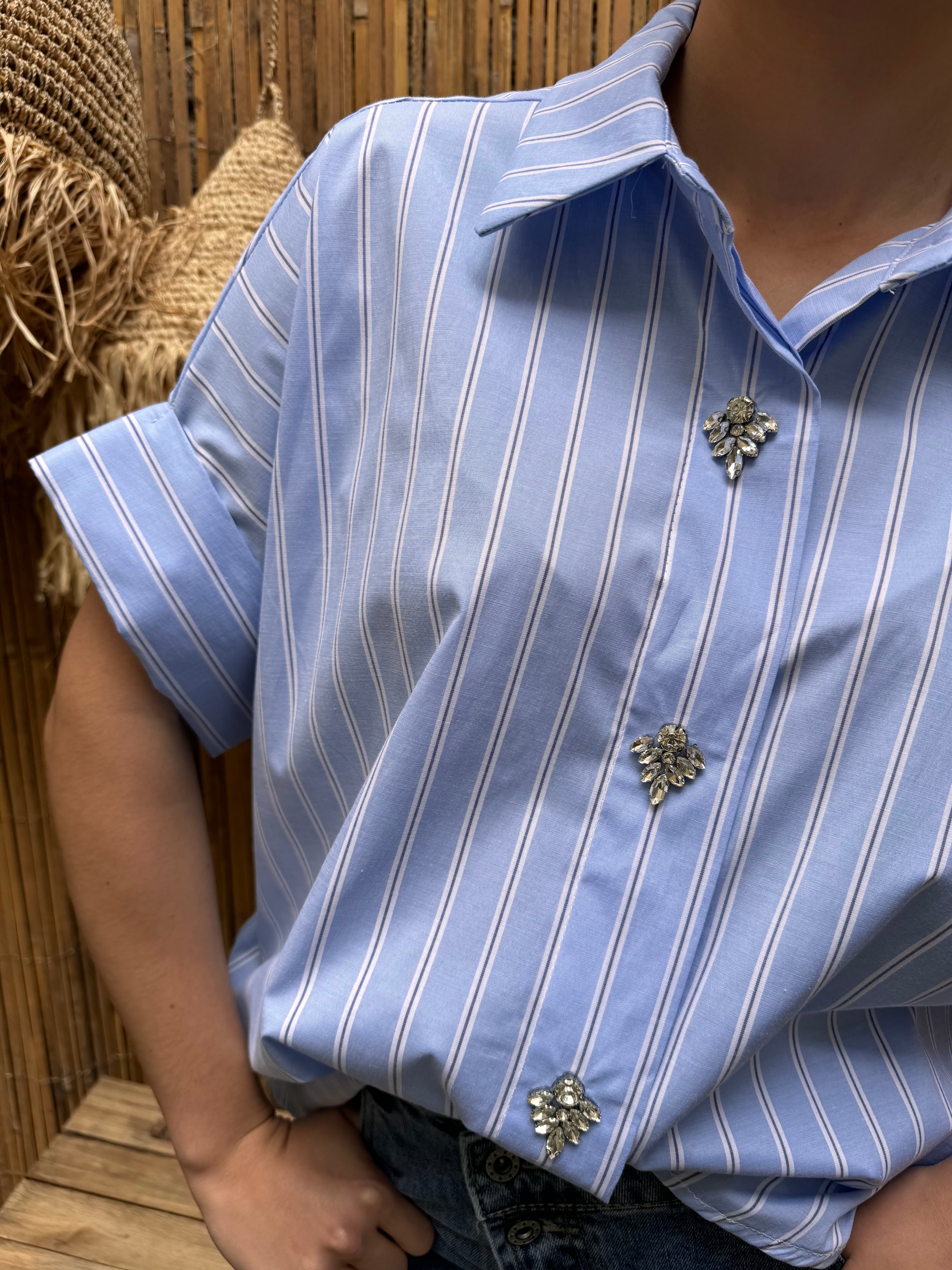 Chemise | LYENA | Strass Bleu Ciel