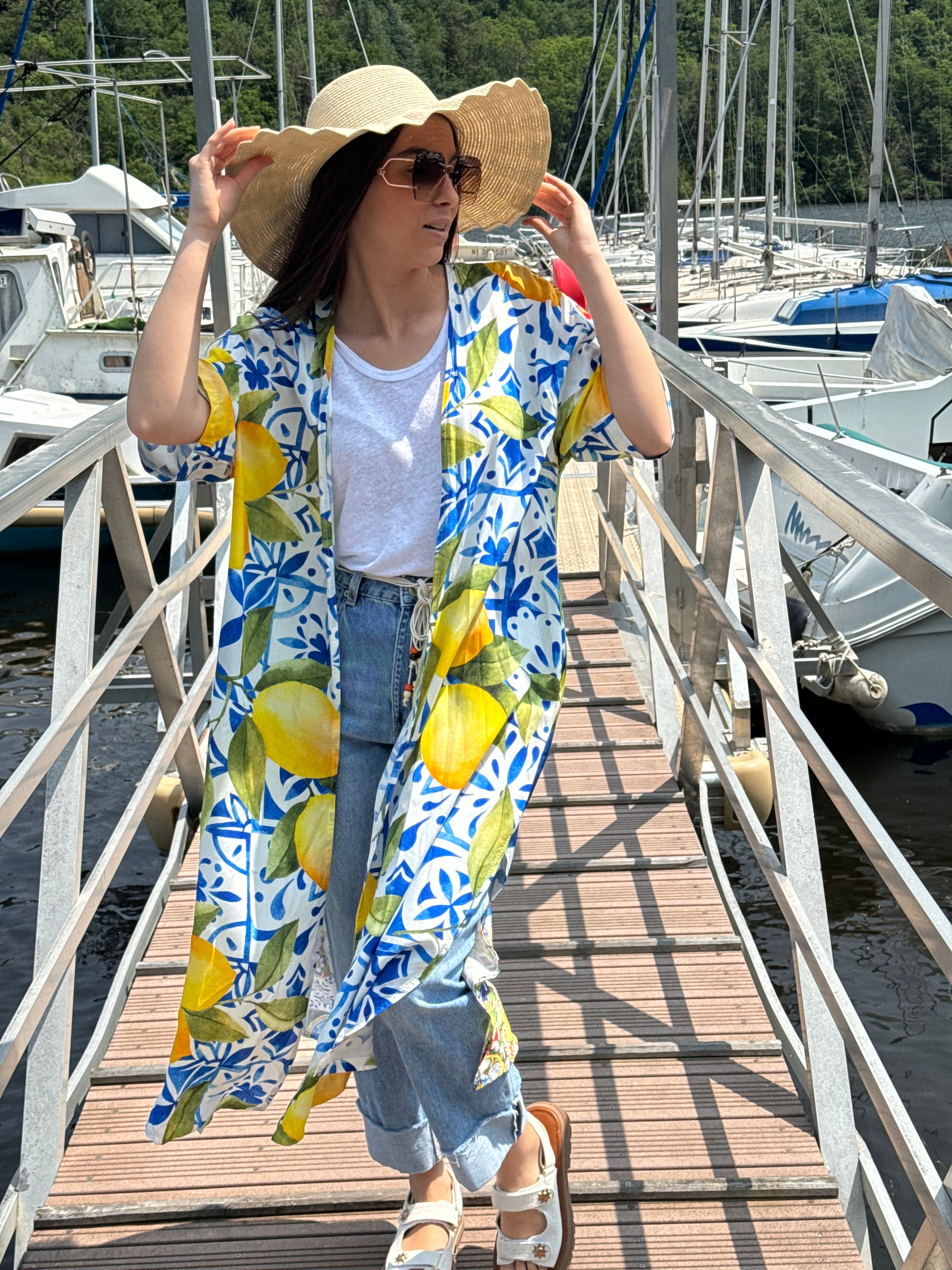 Kimono | LIMONETTA | Bleu Jaune
