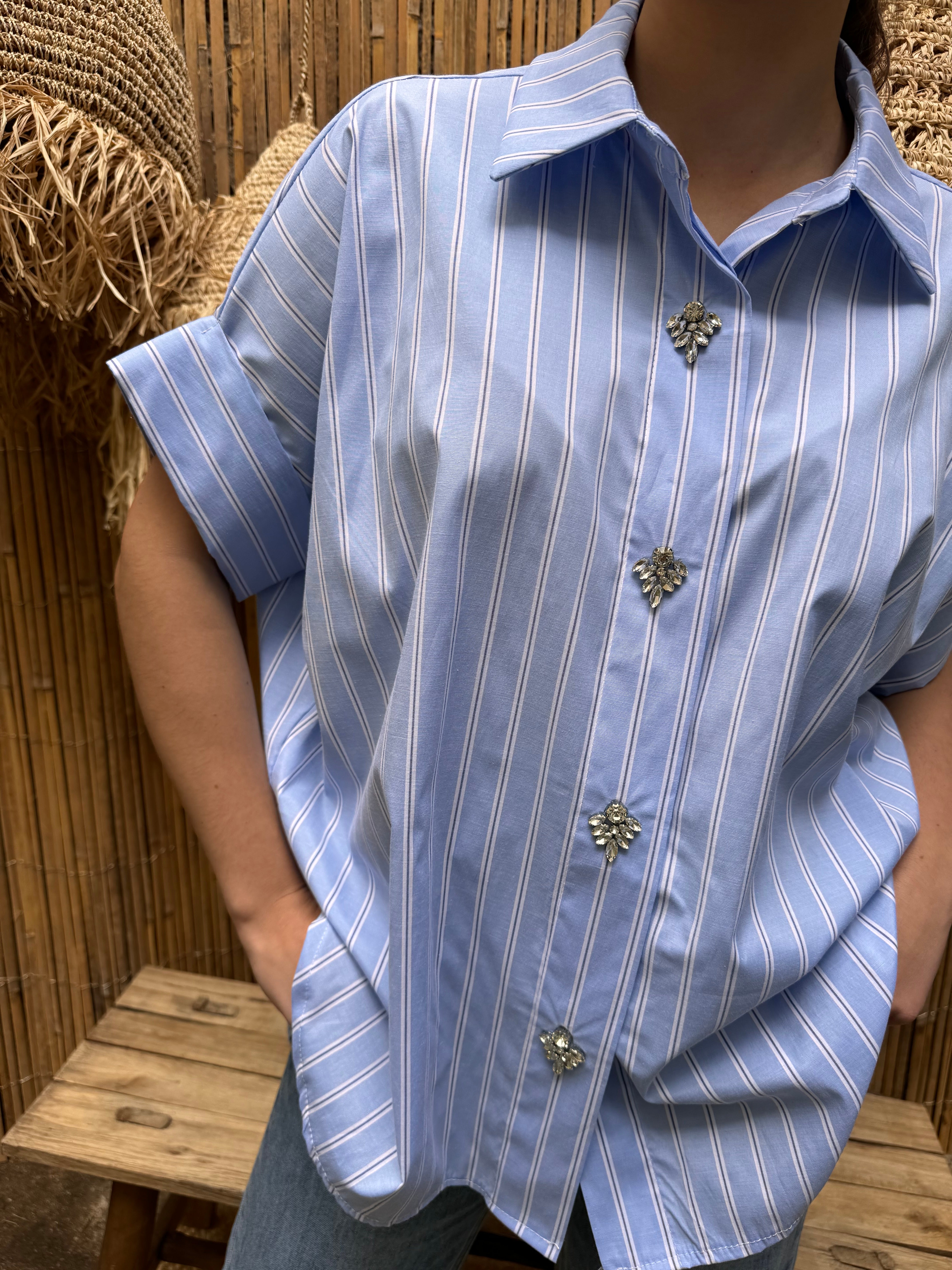 Chemise | LYENA | Strass Bleu Ciel