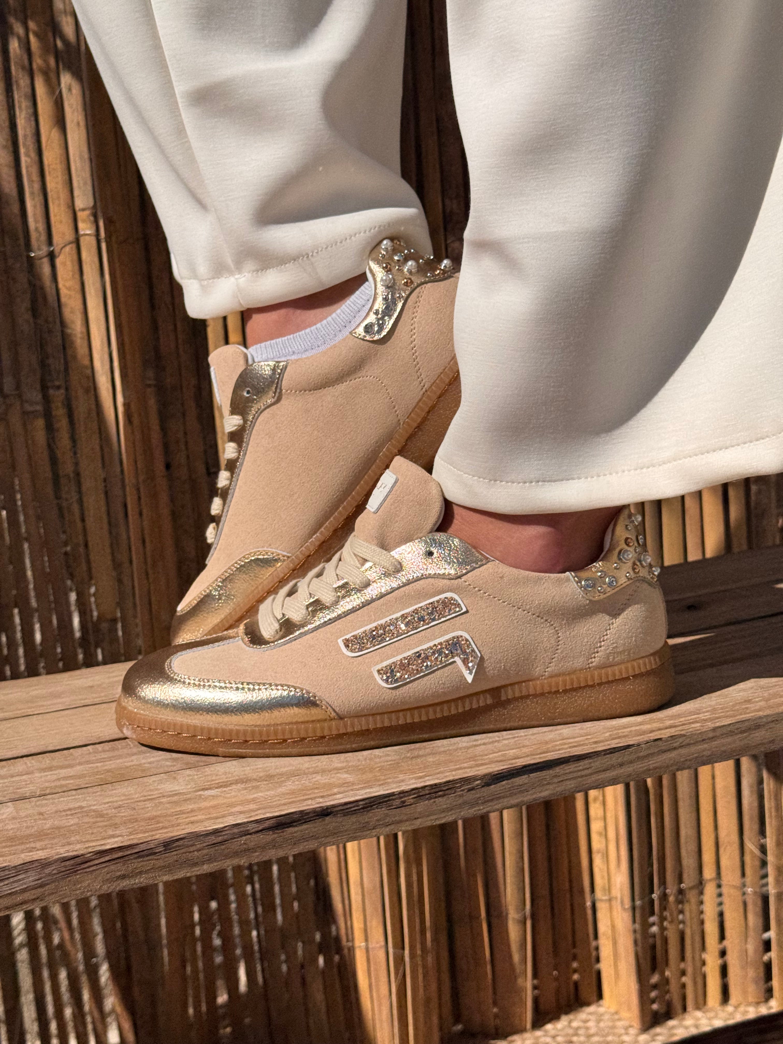 Baskets | CAMILIA | Beige Et Doré