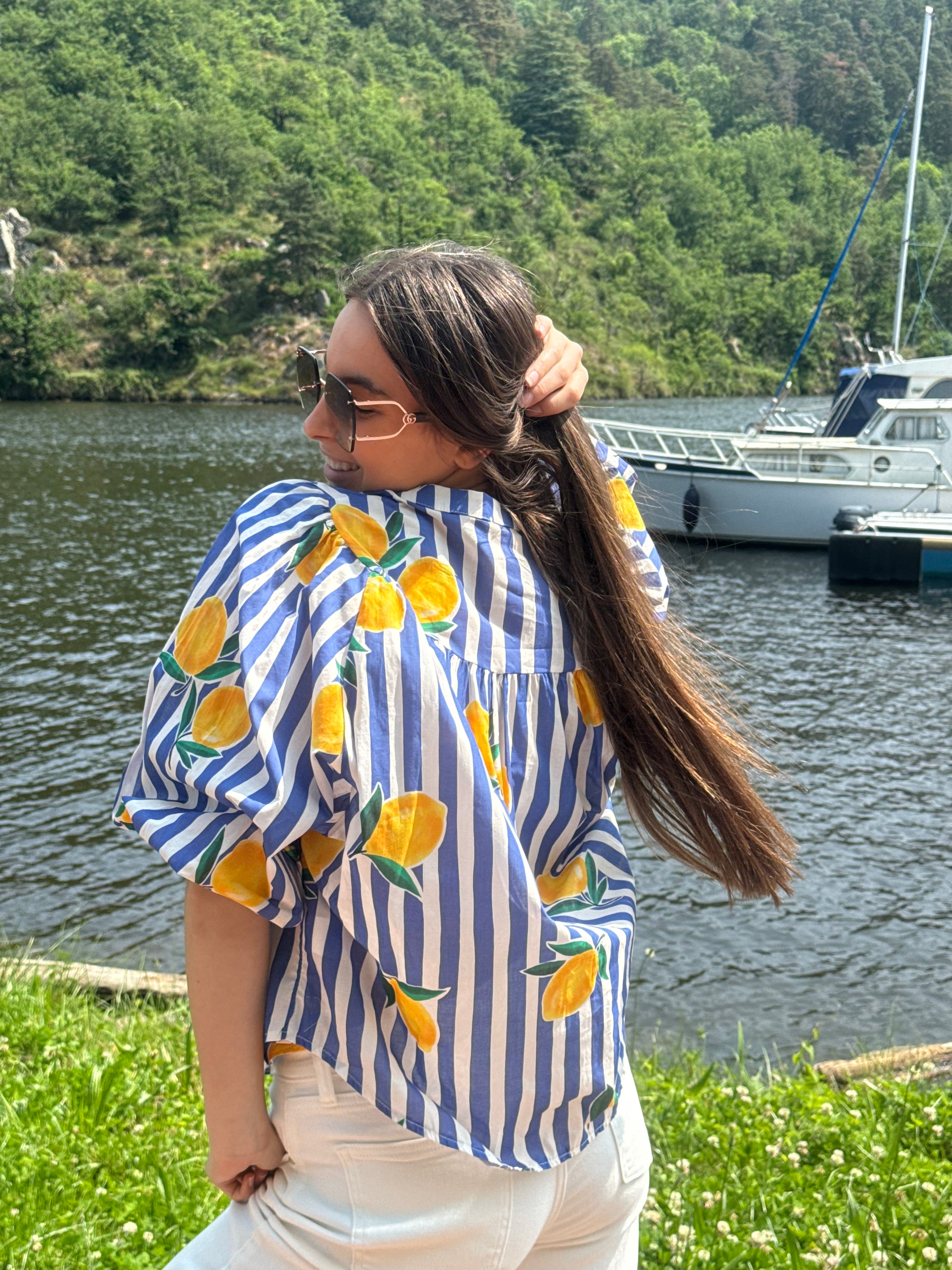 Chemise | MAONA | Bleu Foncé Jaune