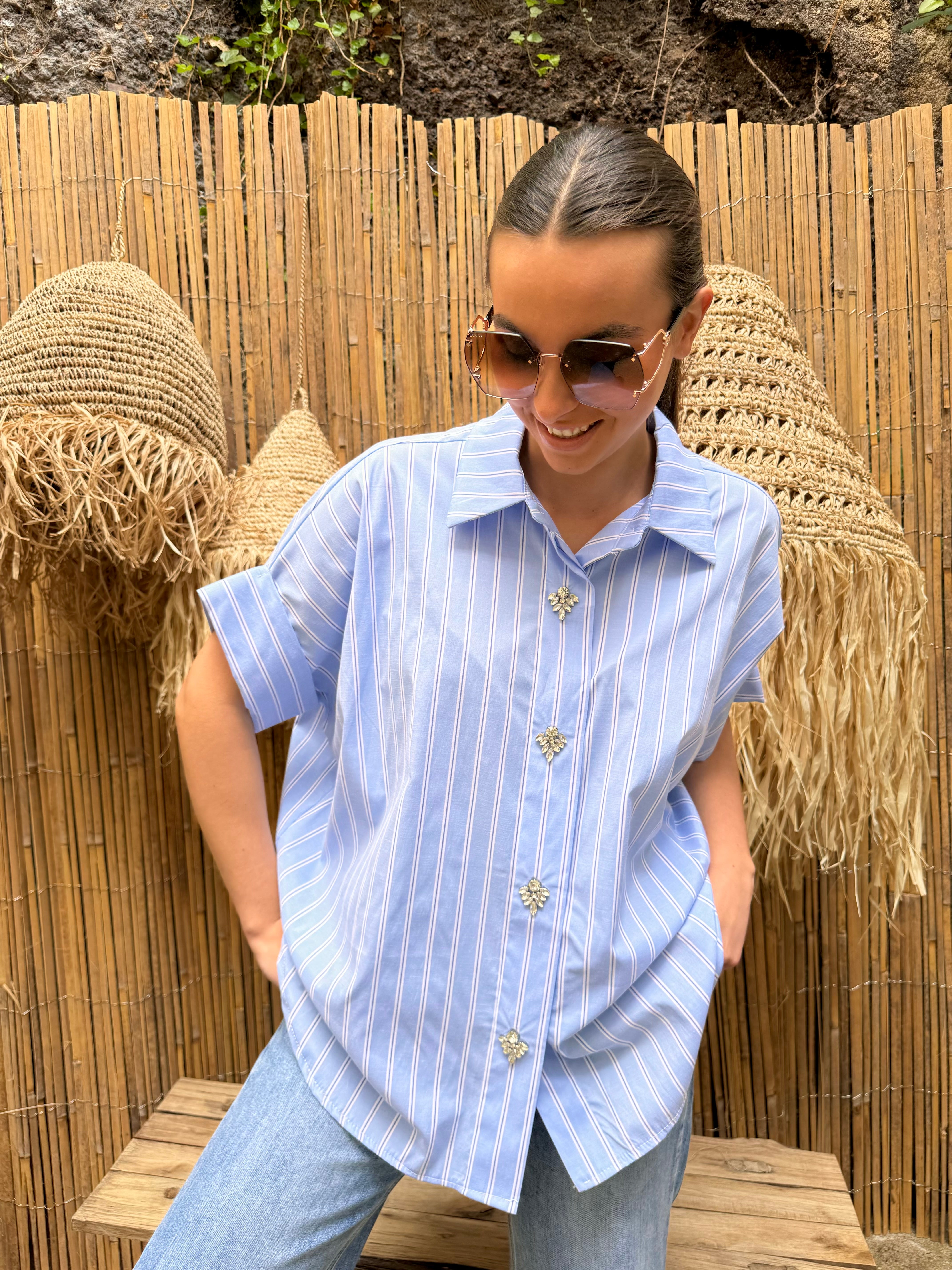 Chemise | LYENA | Strass Bleu Ciel