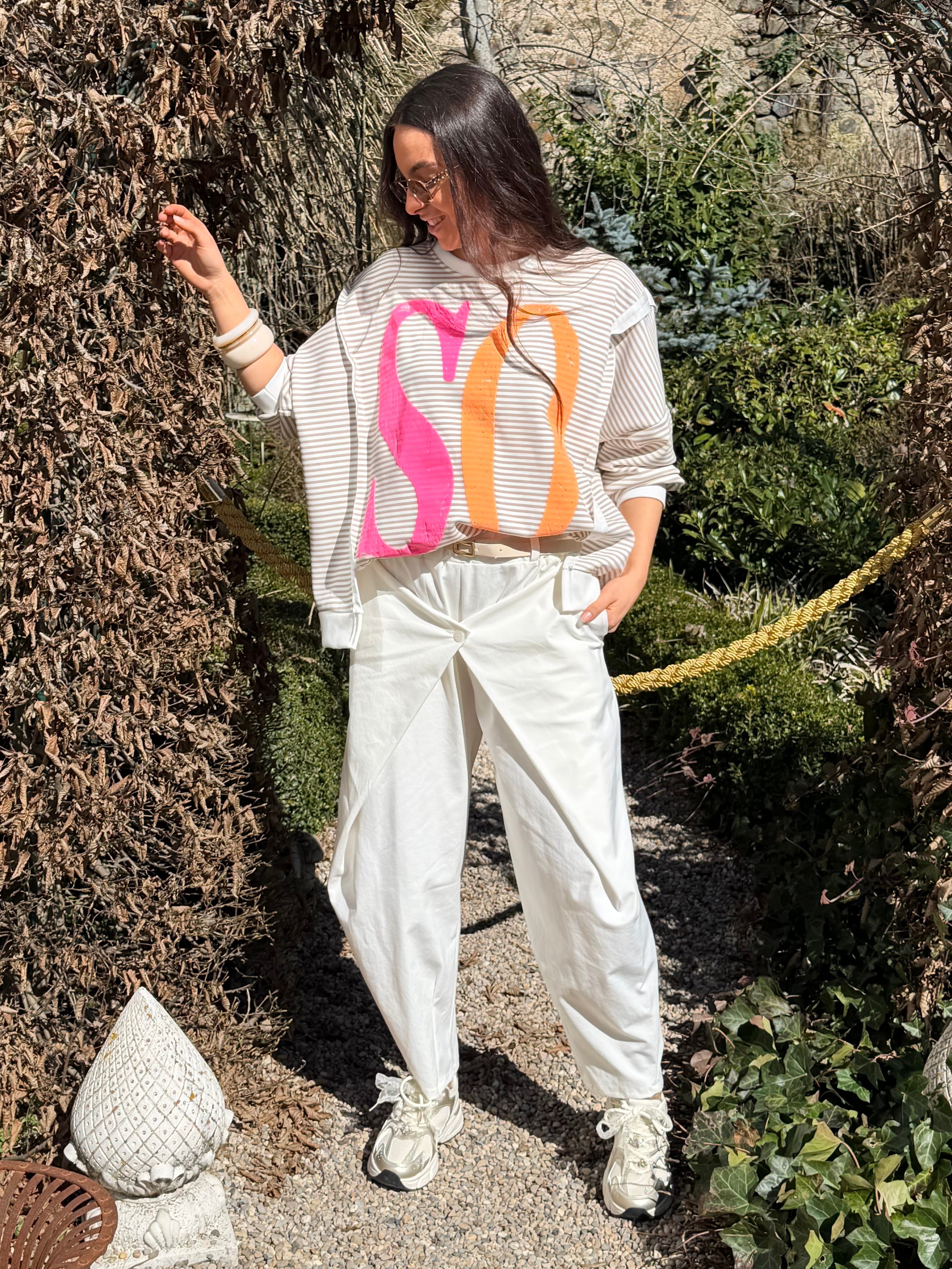 Sweat | MELIORA | Beige et Blanc casse