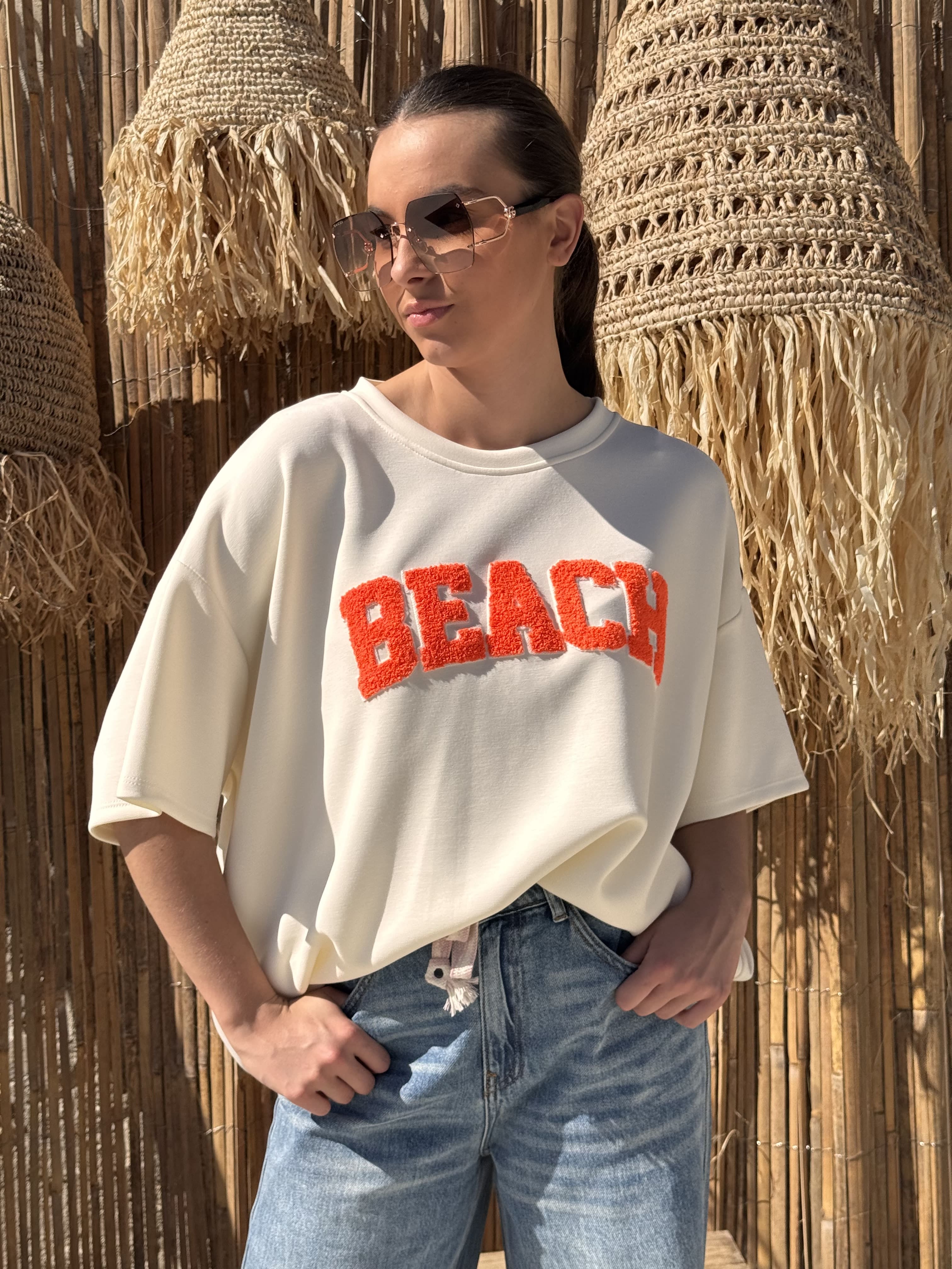Sweat | MALOU | Blanc Orange