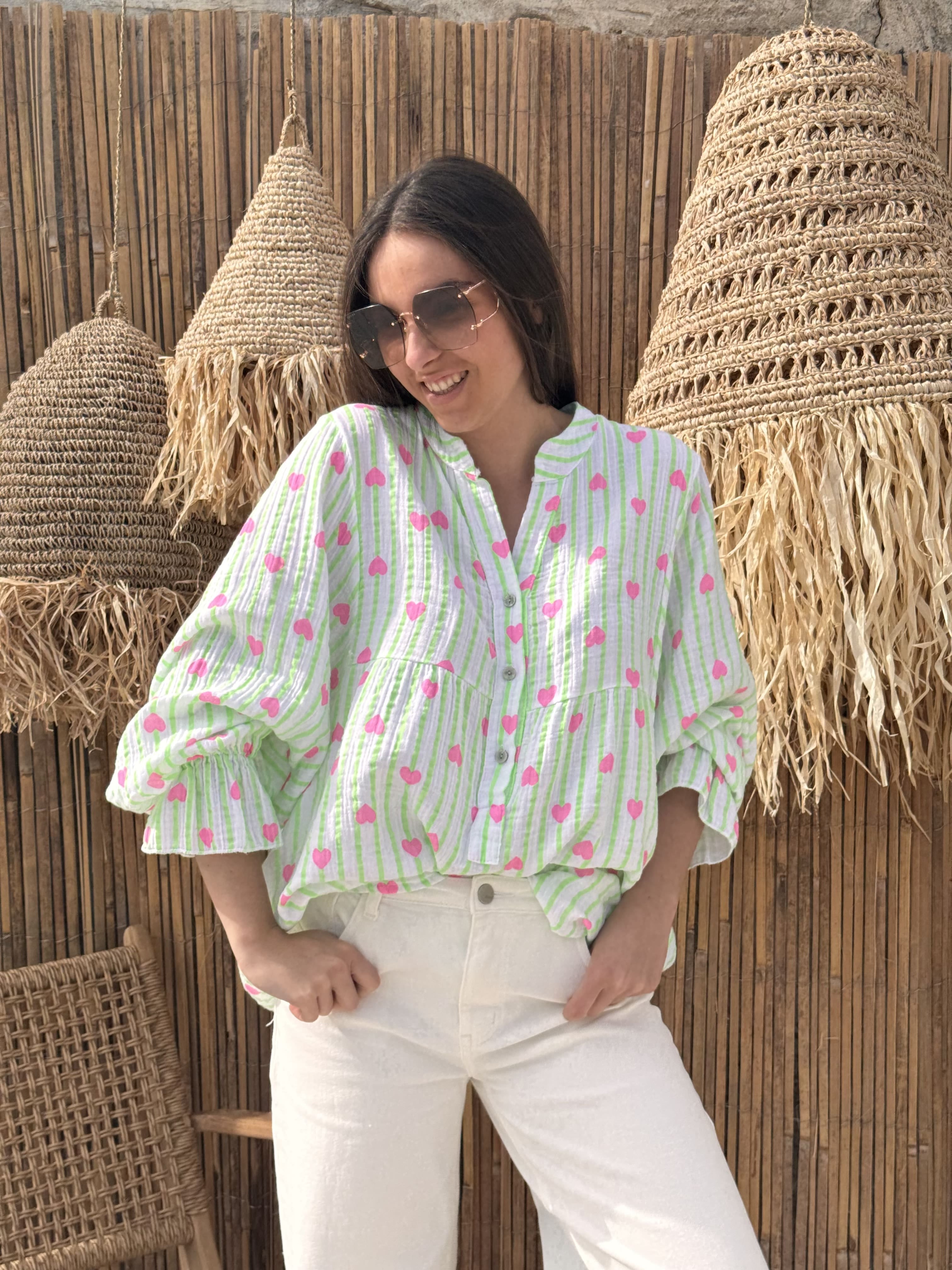 Blouse | SOLEA | Verte Et Blanche