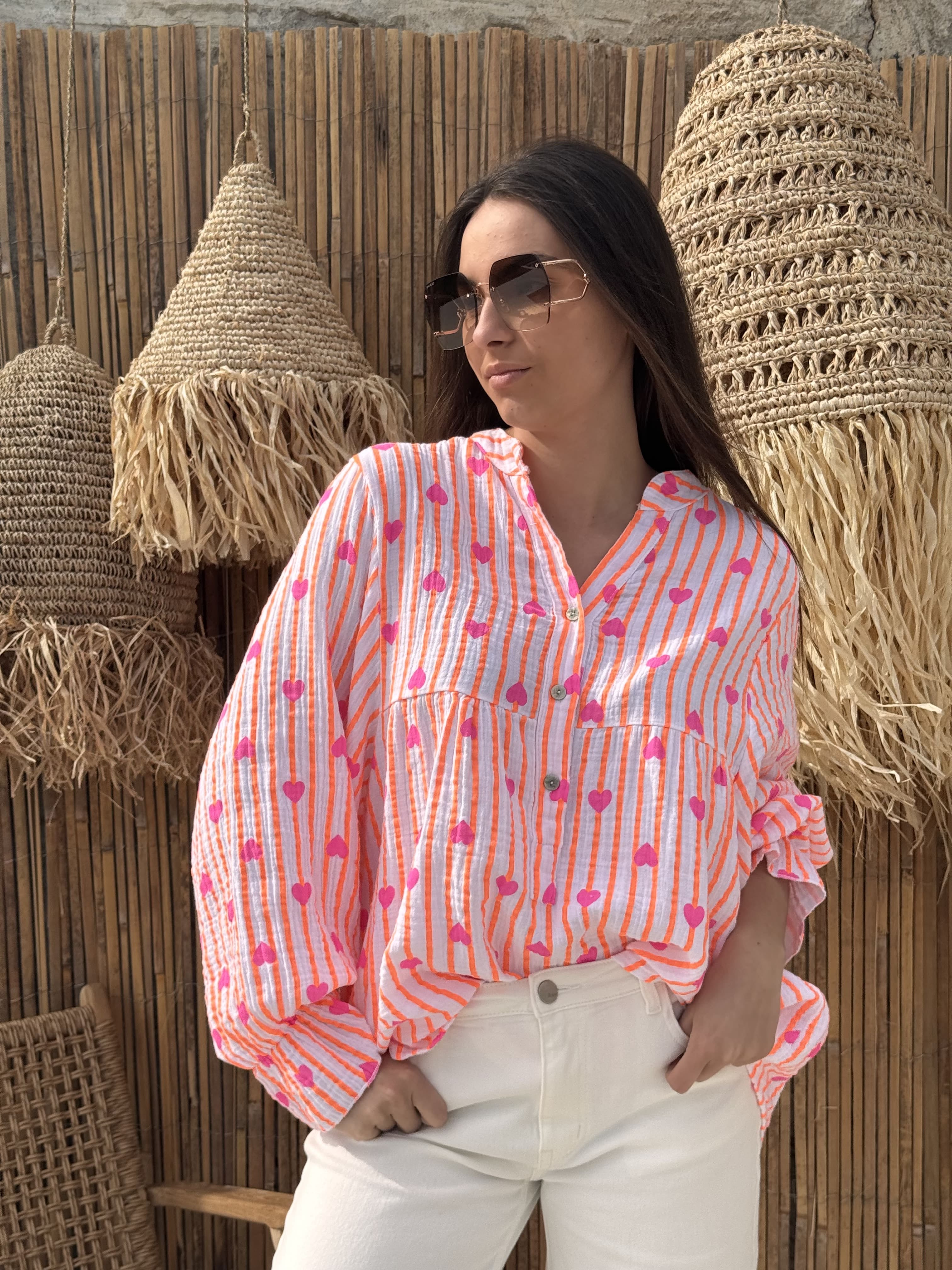 Blouse | SOLEA | Blanche Et Orange