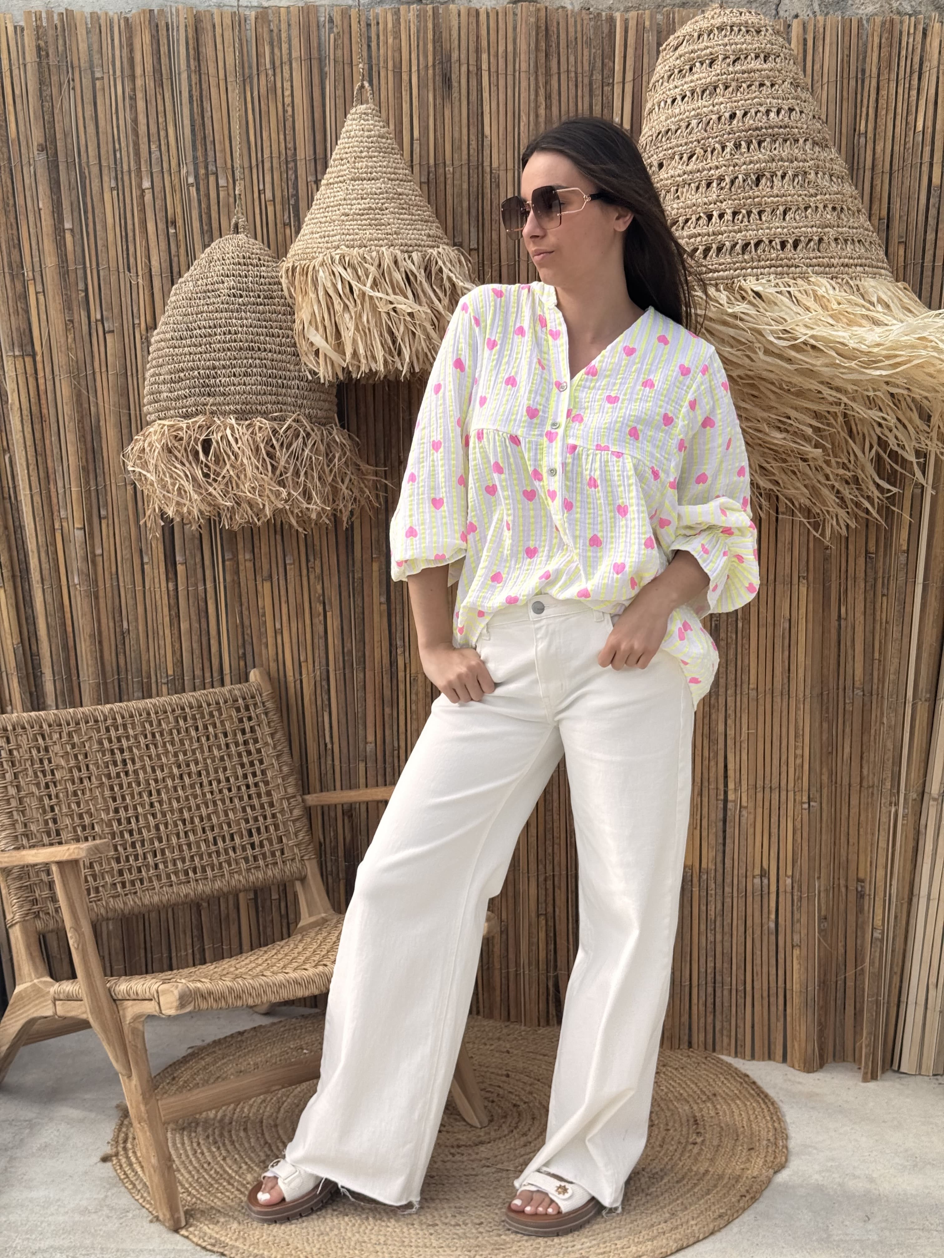 Blouse | SOLEA | Jaune Et Blanc
