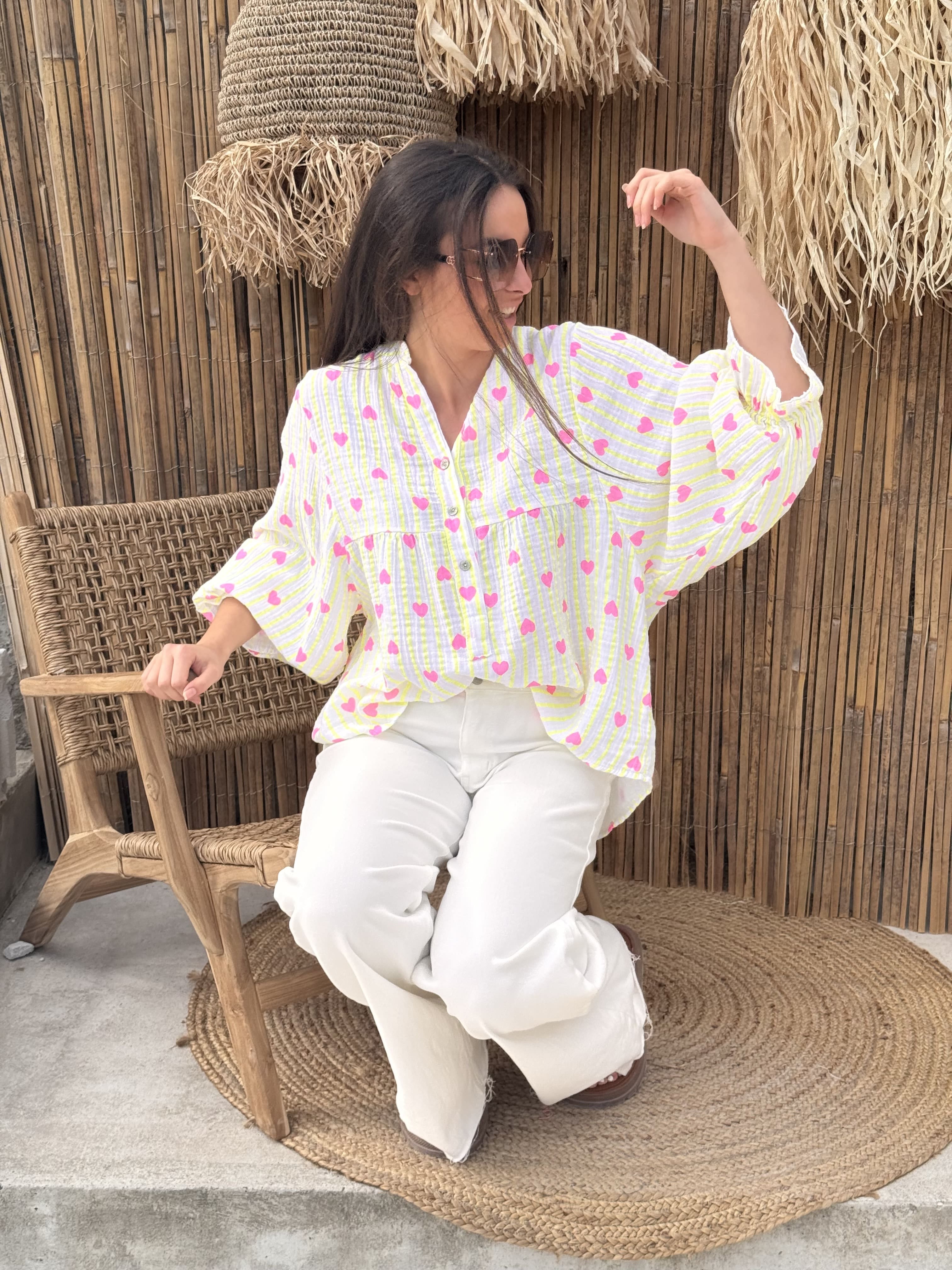 Blouse | SOLEA | Jaune Et Blanc