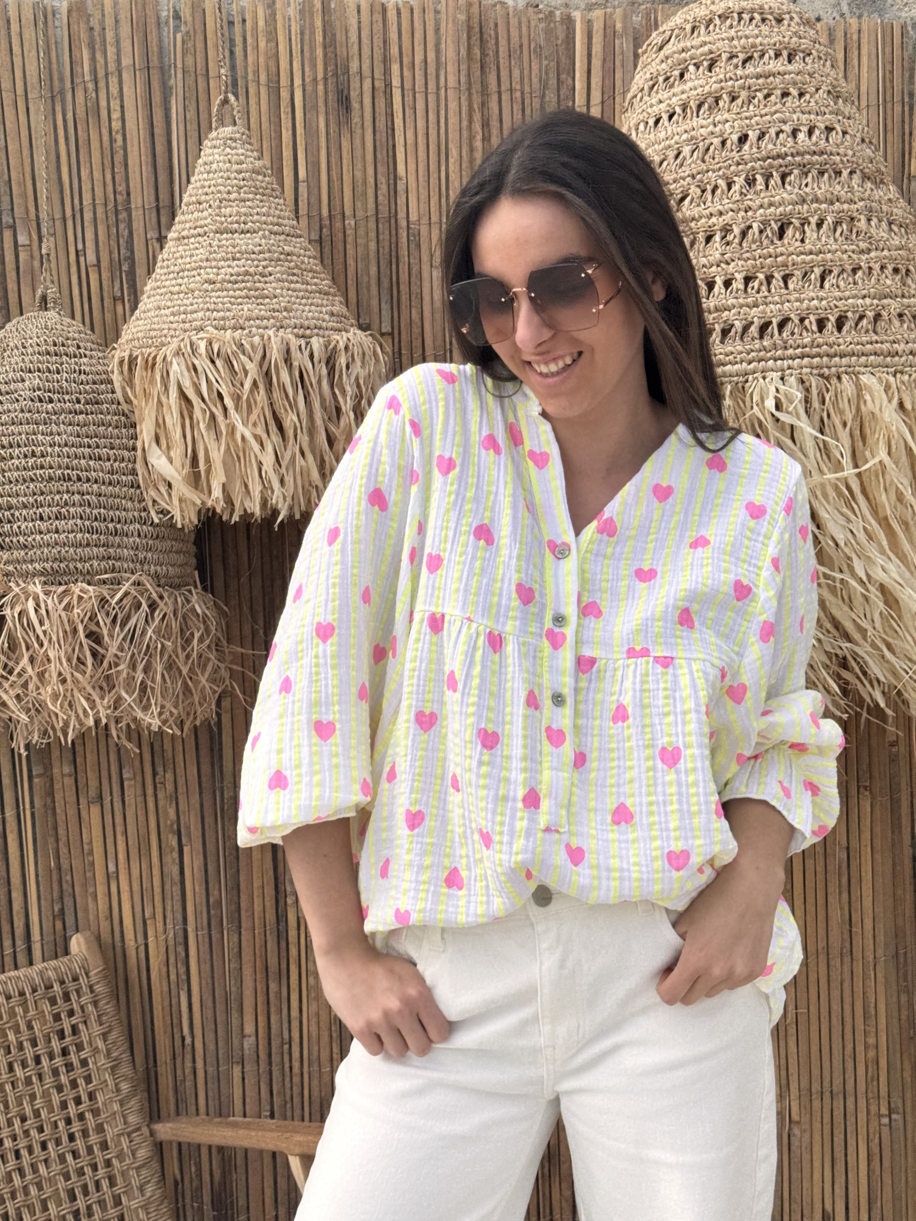 Blouse | SOLEA | Jaune Et Blanc