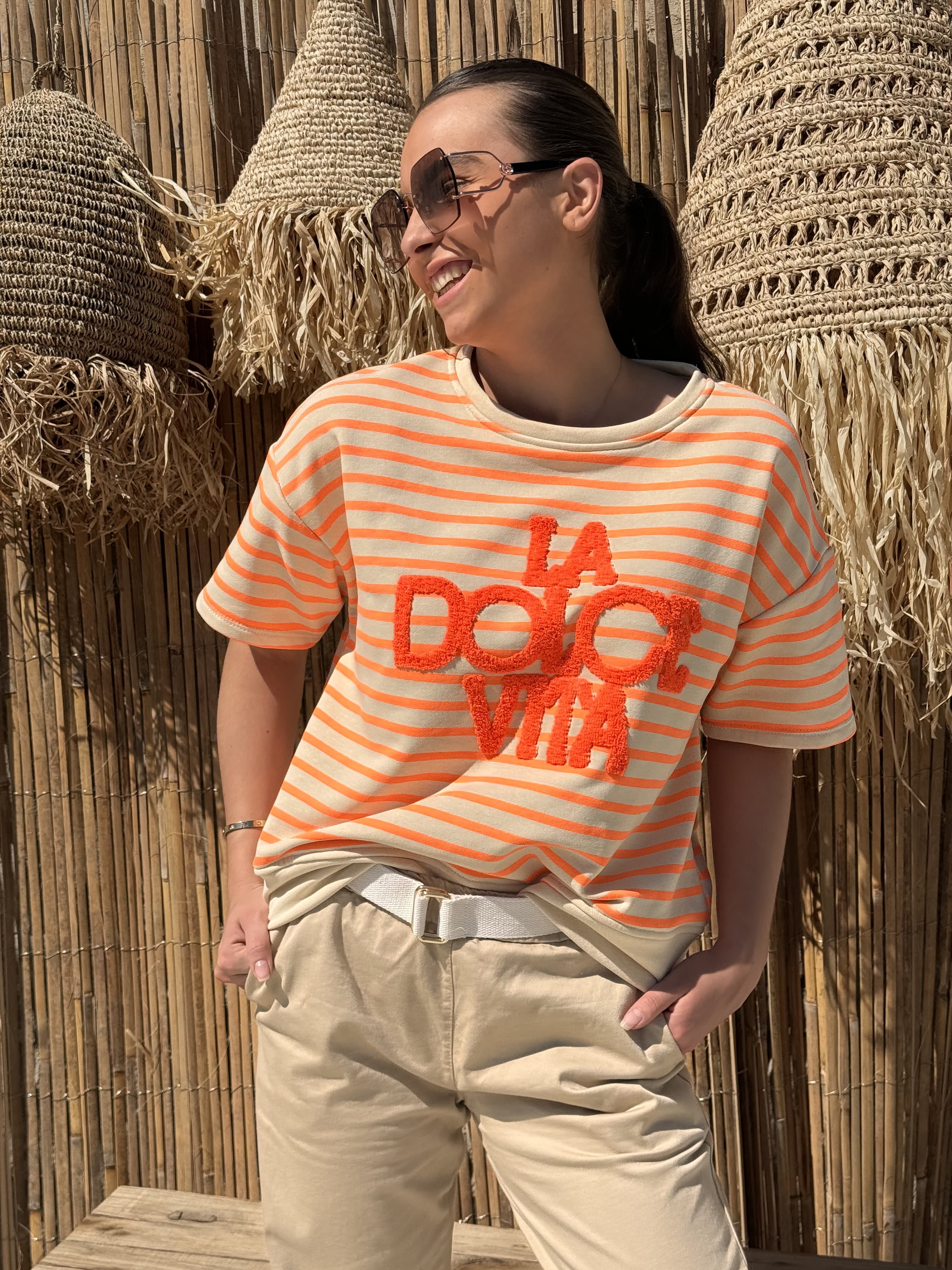 Sweat | AMALIA | Orange Et Beige