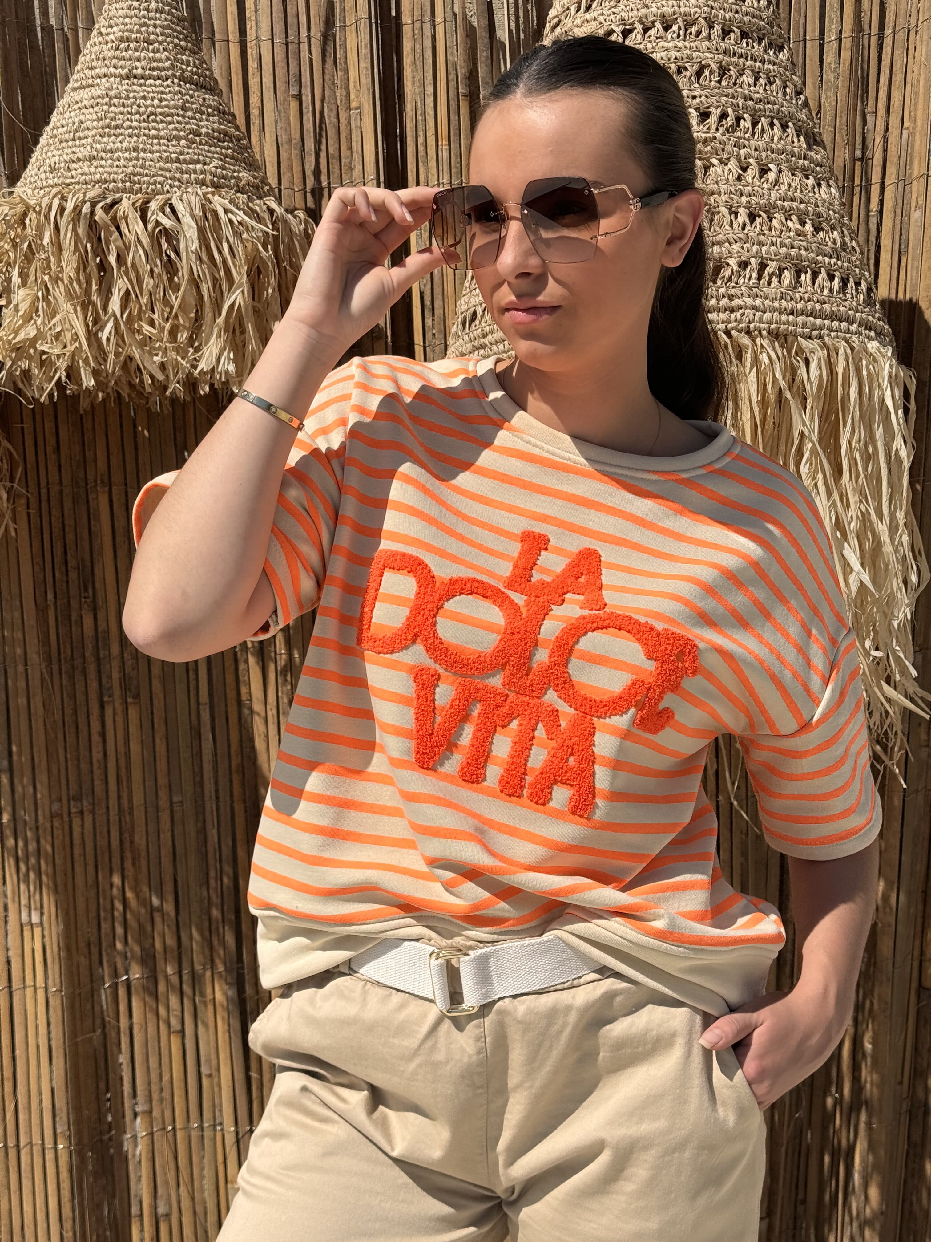 Sweat | AMALIA | Orange Et Beige